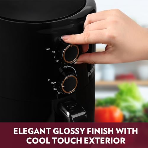 Image of Borosil Best 3.5 L Air Fryer | 4 in 1 Function with QuickFry Technology, Auto Off Function | Air Fryer for Bake, Grill, Roast, Reheat etc. | 90% Less Oil | 2 Year Warranty | Black