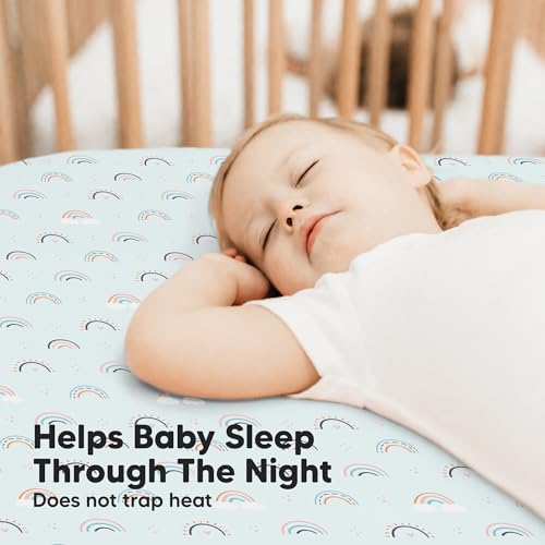 Image of KeaBabies 2pk Baby Crib Sheets for Boys Girls, 52x28 Fitted (Jolly Rainbow) | Viscose Derived from Bamboo, Toddler Bed Sheets Neutral, Fitted Crib Mattress Sheet for Standard Baby Bedding, Soft, Cozy