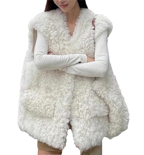 Chalecos de piel sintética para mujer abrigo grueso de lana de cordero otoño invierno casual