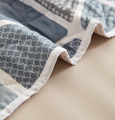 Image of House of Quirk Printed Quilted Recliner Sofa Cover - Water-Repellent & Waterproof, Durable Furniture Protector Mat (Hexa Blue)