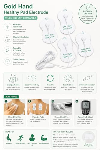 Image of AGAM Digital Therapy Machine Electrodes (Health Herald) - Strong Adhesive Gel, Universal Replacement Pads for Muscle Pain Relief, Reusable TENS Unit Electrode Pads (Pack-12)