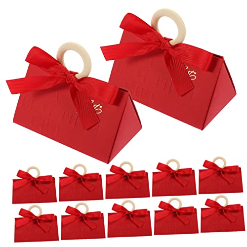 FONDOTIN 20個 三角形の喜糖箱 カ ケーキボックス ア好意ボックス chocolate box valentines day ウェディングパーティー用品 用の箱 木