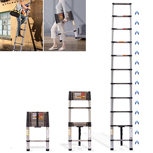 2,6M Échelle Télescopique Pliante - Antidérapante Echelle Extensible - Echelle multifonctionnelle Échelle télescopique Extensible en Acier - 9 Echelons - Design Télescopique - Charge maximale 150KG