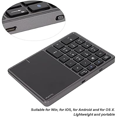 Number Pad Mouse Combo, 2 in 1 BT Number Pad Touchpad Mouse 22 Keys, Bt4.2 2.4G Type C Charging Keyboard 500Mah Battery Numeric Keypad for Office (Iron Gray)