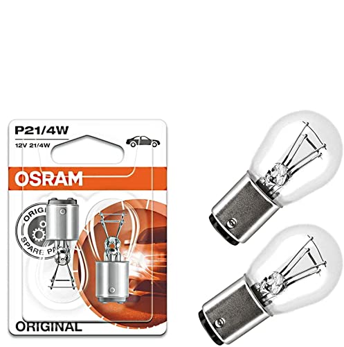 Preisvergleich Produktbild 2x Original Osra.m P21 / 4W 12V BAZ15d 7225-02B Standard Weiß Ersatz Halogen Birne für Bremslicht Hecklicht Nebellicht vorne E-geprüft