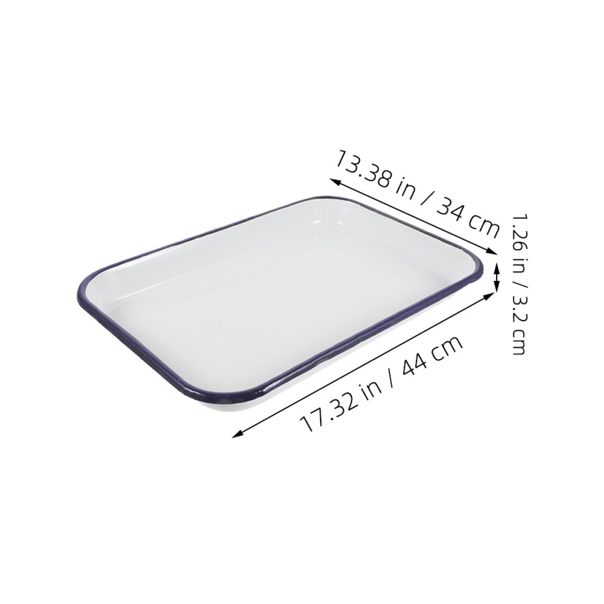 Keramik Backblech Rechteckig 34x44x3,2cm Emailliert Weiß Antihaftbeschichtet Spülmaschinenfest Backform Servierplatte für Grillen und Backen