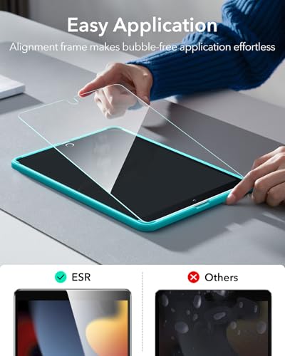 Image of ESR 2 Pack For Ipad 9Th /8Th /7Th Generation Screen Protector (10.2 Inch,2021 /2020 /2019), Scratch-Resistant 9H Hardness Hd Clear Premium Tempered Glass, Includes Installation Frame For Tablet