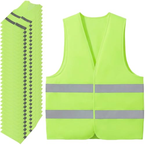 Meyeyaia 30 Pack Safety Reflective Vests (Fluorescent Green)