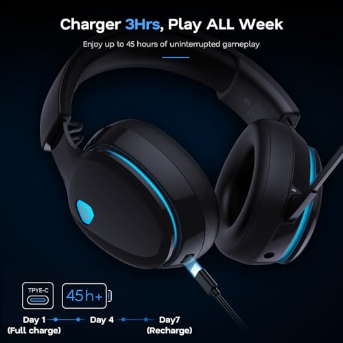 Image of AOC 2.4GHz Wireless Gaming Headset for PS5, PS4, PC, Switch, 45Hr, Black