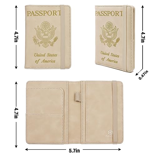 Image of Melsbrinna Premium Leather Passport Holder Covers Case, Waterproof Rfid Blocking Travel Wallet Passport Holder with Pen Holder, Cute Passport Book for Women /Men