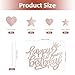 Happy 90th Birthday Cake Toppers, Rose Gold Cake Cupcake Toppers for Cake, Glitter Heart Stars Cake Toppers, Birthday Gift, Personalised Cake Toppers for Women Girls 90th Birthday Cake Decorations