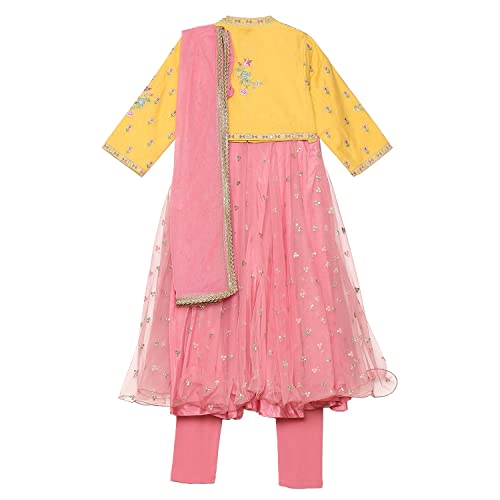 Image of BIBA Girl Cotton Anarkali Solid Suit Set