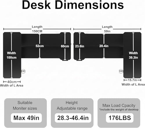 Image of Acrolix L Shaped Electric Standing Desk - 59x40 Inch Reversible Corner Sit Stand Desk with Hook&Cup Holder,Electric Height Adjustable Table,for Home Office Gaming Computer Desk, White
