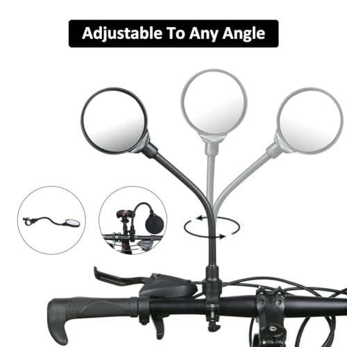 Bike Mirrors,360° Rotatable Bicycle Handlebar Mirrors,Wide Angle Rear View Mirrors,Adjustable Bike Mirrors,1 Pair - Image 3