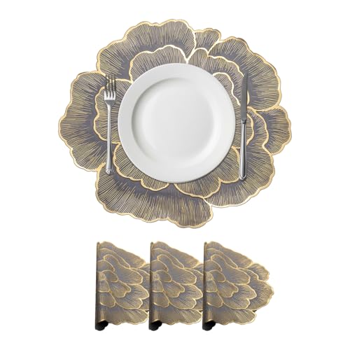 Set de table rond gris lavable anti-tache pour repas