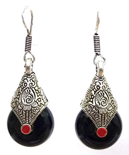 DESI HAWKER Silver Oxidized Earring Bali Jhumki Jhumka Jewelry Bollywood Hook Drop Dangle NI-152