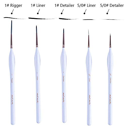 Image of Mont Marte Detail & Liner Taklon Brush Set (Set of 5, White)