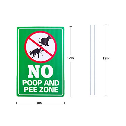 WaaHome No Poop and Pee Dog Sign - 8''X12'' Clean Up After Your Dog Sign with Metal Stakes - Please Pick Up After Your Dog Sign - Double Sided No Pooping and Peeing Dog Sign for Yard Lawn by WaaHome - Image 6