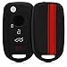 Produktbild kwmobile Autoschlüssel Hülle kompatibel mit FIAT 4-Tasten Klapp Autoschlüssel - Schlüsselhülle Rallystreifen Sidelines Rot Schwarz