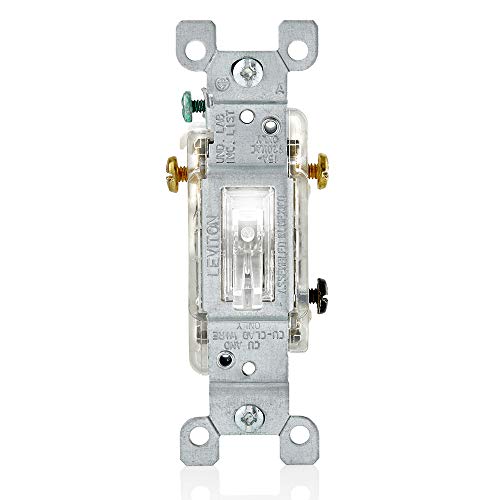 Leviton 15 Amp 120 Volt Toggle LED Illuminated 3-Way Switch Residential Grade Grounding L1463-2C Clear