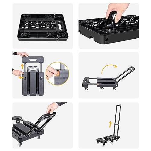 Carretilla plegable con 6 ruedas giratorias para carga pesada miniatura 7