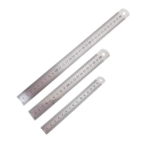 ZMZaoan Regla de acero inoxidable, regla de metal, regla de precisión - Regla Metálica 15 cm、20 cm y 30 cm para Dibujos de Ingeniería para Escuelas, Oficinas, Medir, Dibujo