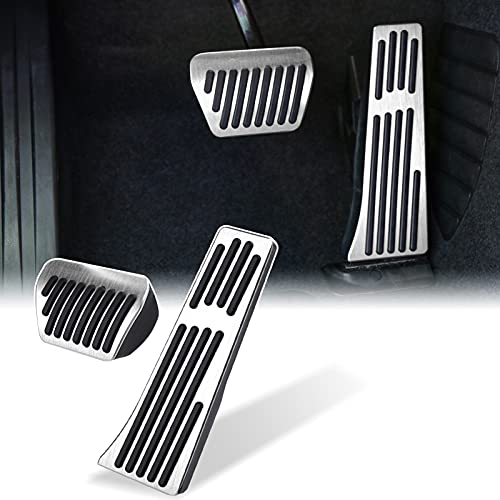 Thenice for BMW 3 4 5 7 Series X3 X4 X5 X6 X7 Anti-Slip Foot Pedals Aluminum Automatic Brake and Gas Accelerator Pedal No Drilling Covers -Silver
