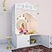 HomScape Divine Wooden Pooja Mandir for Home with Spacious Shelf & Inbuilt Focus Light White Pooja Mandir, 96 cm Temple White