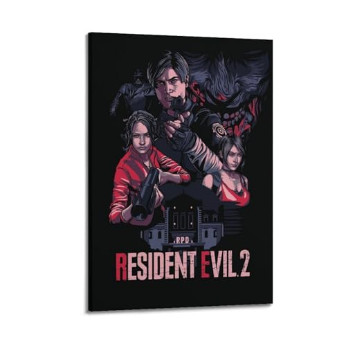 SDYFERBX Póster artístico de Resident Evil Game 2 pósteres decorativos para pared e impresión artística moderna para dormitorio familiar, 60 x 90 cm
