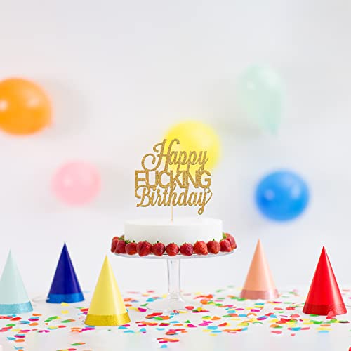 Gold Glitter Funny Birthday Cake Topper Happy Birthday Party Decorations Golden Birthday Party Supplies by KakaSwa - Used condition - Image 5