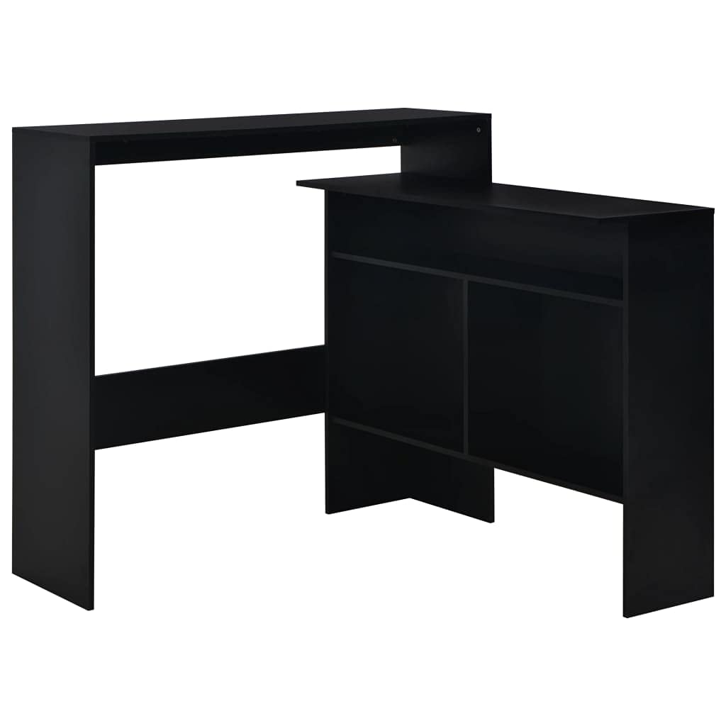 vidaXL Mesa Alta Cocina Bar 3 Estantes Doble Plegable Mesita Elevada Moderna Desayuno Estanterías Mueble Auxiliar Barra Vino Bebida Despensa Negro