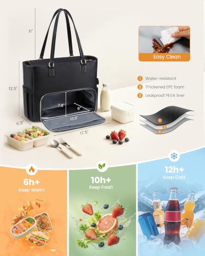 Image of LOVEVOOK Work Bag with Lunch Compartment, 15.6-Inch Teacher Tote for Women
