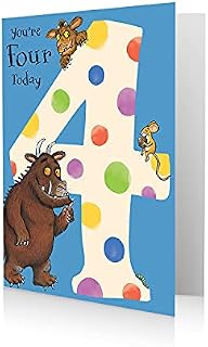 The Gruffalo Age 4 Birthday Card, Gruffalo Age 4 Birthday Card, 4th Birthday Card Gruffalo, Happy 4th Birthday Card, Multi, 7 x 5, GR004