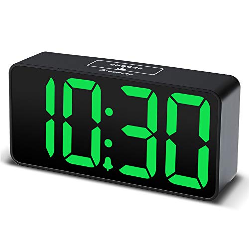 DreamSky Compact Digital Alarm Clock with USB Port for Charging, Adjustable Brightness Dimmer