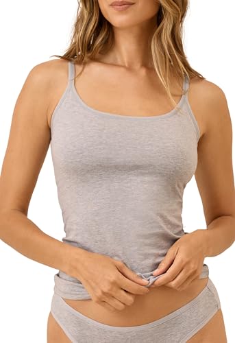 Pact Women's Organic Cotton Camisole Tank Tops with Built in Bras and Adjustable Strap