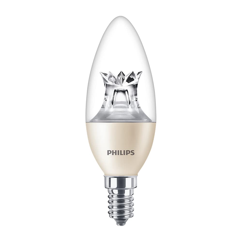 PHILIPS Master LED 5.5W (40W Replacement) B38 Candle, E14 Small Edison Screw, Dim Tone 2200K-2700K, Warm White, Clear Bulb, UK (1)