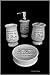 Distressed 4pc Black & White Vintage French Paris Hotel Bathroom Accessory Set
