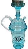 Portable Cup Hookah Bundle - LED Lights- Sunlight Travel Hookah for Beach/Car - Mini Hookah Set with hose and tongs - Hookah Set with Everything- Light Up Shisha - (Blue)