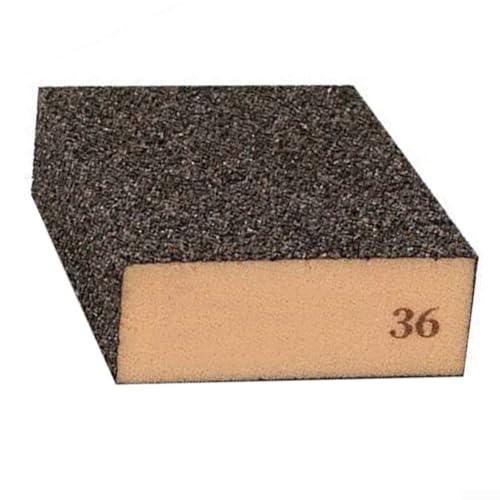 Bloc éponge de ponçage multi-grain 36# à 220# Utilisation humide et sèche pour meulage mural sur bois, métal, plastique et surfaces peintes (grain 36)