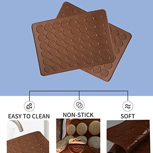 HYCSC Silicone Baking Mats, Non-Stick Macaron Baking Mats, BPA Free Macaron Baking Sheet, Macaron - Pack of 2 (2PC 48Capacity)