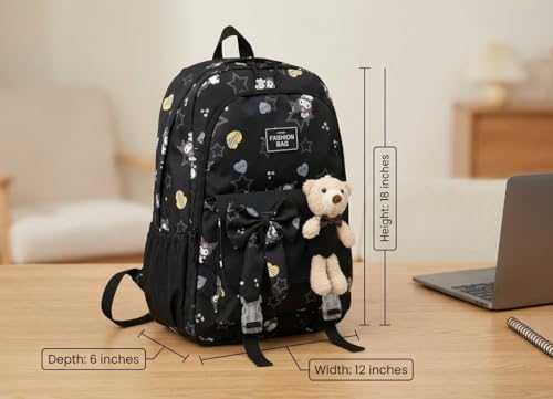 Image of SRZ School Bag College Bag Backpack for women Travel bag Polyester Trendy Stylish Backpack Drawstring Embroidery