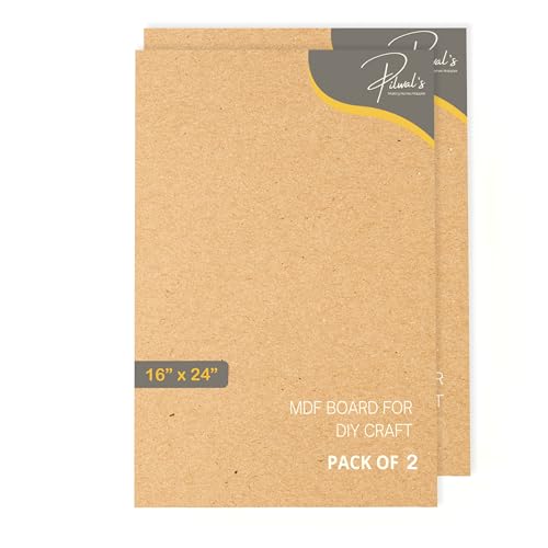 Image of Pilwal's 16 x 24 inch MDF Sheets - Smooth Unfinished MDF RECTANGLE Sheet - MDF Board Coutouts for Craft DIY Art, lippan Art, Painting, Decoupage, Resin Art, Pyrography, Laser Cutting (16 inch x 24 inch inch, 2 Pieces, 4mm)