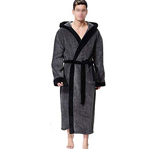 Mens Big and Tall Bathrobe Plush Big and Tall Bathrobe Resort Terry Robe Terry Robe Shawl Collar Tall Long Monk Robe Hooded (Black,3XL)2