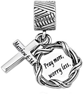MiniJewelry Women Bible Verses Religion Dangle Charm for Bracelets Jesus Cross Christian