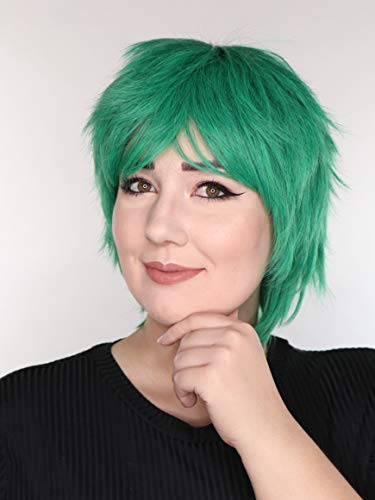 Prettyland Green Wig Short Pixie Fringed Wild Cut Frisur Straight Wig halloween Daily C140, Green C140 - Image 3