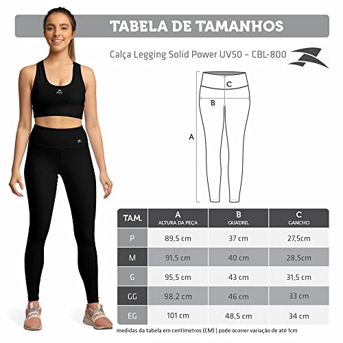 Calça Legging Solid Power UV50 Muvin – Feminino - Proteção Solar - Boa Respirabilidade – Elasticidad