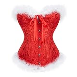 Grebrafan Women Christmas Cosplay Bustier Corsets Top (US(6-8) M, Red)