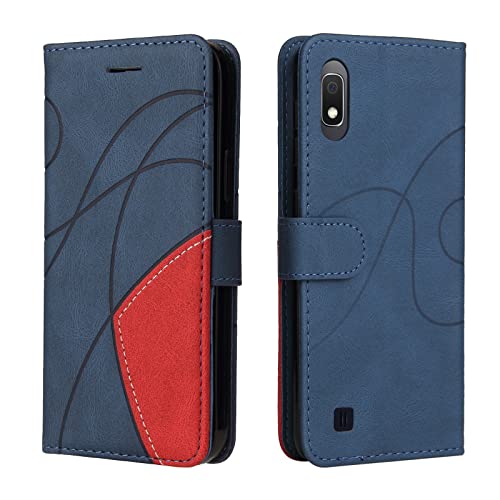 Fatcatparadise Cover per Samsung Galaxy A10 / M10, Flip Caso in PU Pelle Case Libro Portafoglio Protettiva Custodia con TPU Sottile Antiurto,[Kickstand][Slot per Schede][Chiusura Magnetica] (Blu)