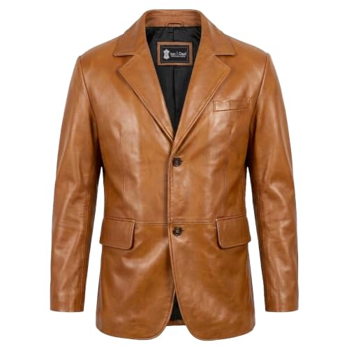 Image of Isaac & David Chicago Lambskin Genuine Casual Wear Leather Blazer Sport Coat Classic Button Closure for Men 2 Button Coat