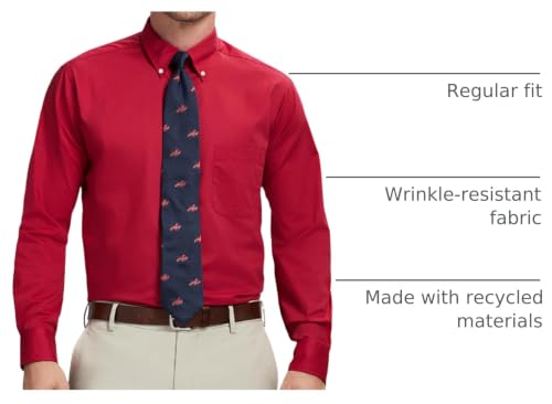Izod Men's Dress Shirt Regular Fit Long Sleeve Wrinkle Free Stretch Button Down Collar, Crimson, 15-15.5 34-35 by IZOD - Used condition - Image 4